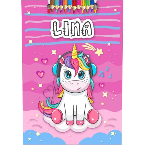 Peter USS Publishing Lina: Personalized Coloring Book for Lina | Theme: Unicorn | Birthday gift for girl, daughter ... | Ages: 4-8 | 25 unicorn designs with name Lina, Large size A4 (ca. 8.5 x 11 inches)