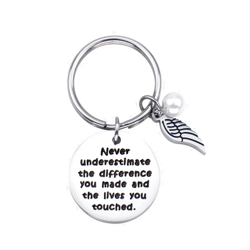 FIAHNG Queyuen Never Underestimate The Difference You Made and The Lives You Touched Keychain,Thank You Gift,Inspirational Key chain for Women