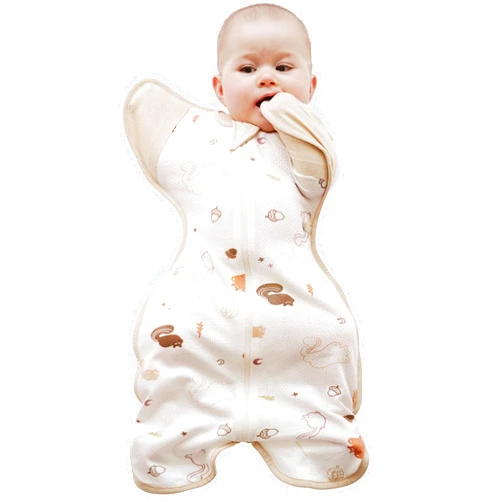 CCOCCOZAM Swaddle, Cool Air Mesh, Infant Transition Safe Sleep Sack for Baby Girl & Boy, 100% Organic Cotton Blanket (Large 6-12 Months 19-26lbs 28 Inches Chipmunk)