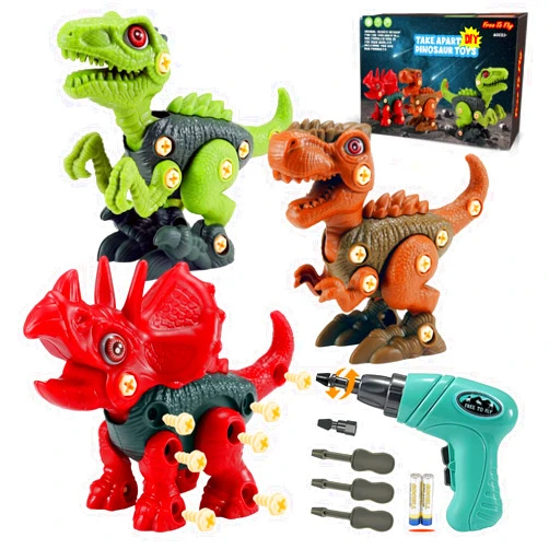 FREE TO FLY Dinosaur Toys Gifts for 3 4 5 6 7 8 Year Old Boys: Stem Dinosaur Toy for Kids 3-5 Girls Toddler Building Learning Eductional Take Apart Dino Toys with Electric Drill Birthday