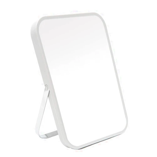 YEAKE Table Desk Vanity Makeup Mirror,8-Inch Portable Folding Mirror with Metal Stand 90°Adjustable Rotation Tavel Make Up Mirror Hanging Bathroom for Shower Shaving(Gray)