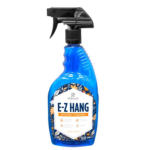 Roman’s E-Z Hang Peel & Stick Wallpaper Helper + Pre-Pasted Activator, Clear, Non-Staining, 32 Fluid Ounces