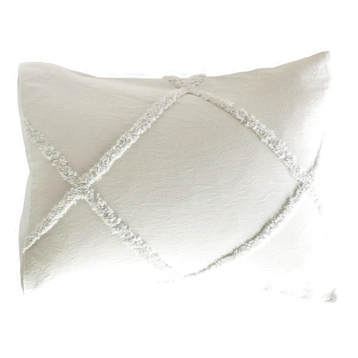 Peri Home Chenille Lattice 100% Cotton Solid Color Pillow Sham, Standard Size, 20W x 26L, Grey