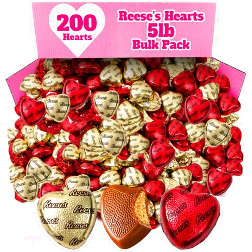 SWEETSIDE CANDY CO. Reese’sValentine’s Day Heart Shaped Chocolate Peanut Butter Cups Candy Gifts- Chocolates Reesesiconic Flavor Delights for Friends, Family, and Loved Ones, 5lb,