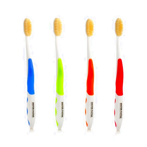 MOUTHWATCHERS Dr Plotkas Extra Soft Bristle Flossing Toothbrush Manual Soft Toothbrush for Adults, Ultra Clean Toothbrush, Good for Sensitive Teeth and Gums, Variety 4 Pack, Colors May Vary
