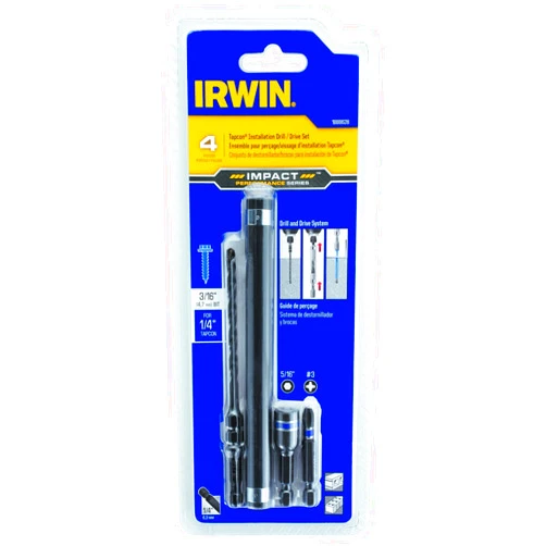 IRWIN Tools 1888628 Impact Performance Series Concrete Screw Drill-Drive Installation Set for 1/4-Inch Screws, 4-Piece