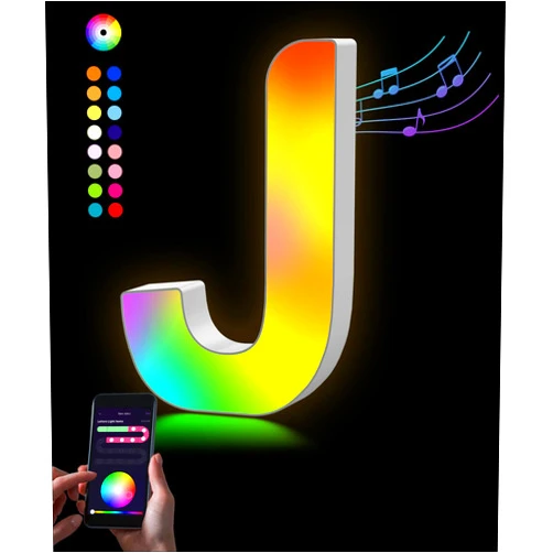 Selfila Wall Sconces Bathroom Letter Light- Alphabet Stick on Wall Lights Smart APP Custom Splicing Colorful Light up Letters Sign Wall Light for Living Room Hallway Warm Room Decor(J)