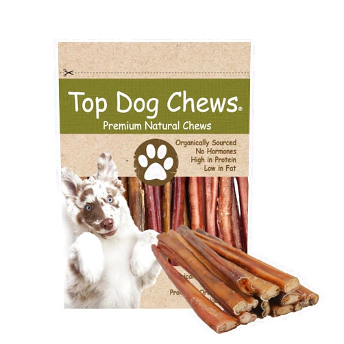 Top Dog Chews - 12 Inch Bully Sticks, 100% Natural Beef, Free Range, Grass Fed, High Protein, Supports Dental Health & Easily Digestible, Thick Dog Treat, 20 Pack