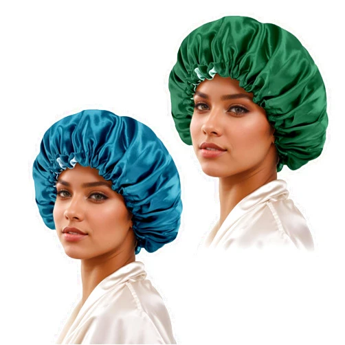 Edoneery Satin Bonnet Silk Bonnet Hair Bonnet for Sleeping-Slouchy Beanie Hat Satin Sleep Cap for Women's Natural & Curly Hair(Blue Zircon&Blackish Green)