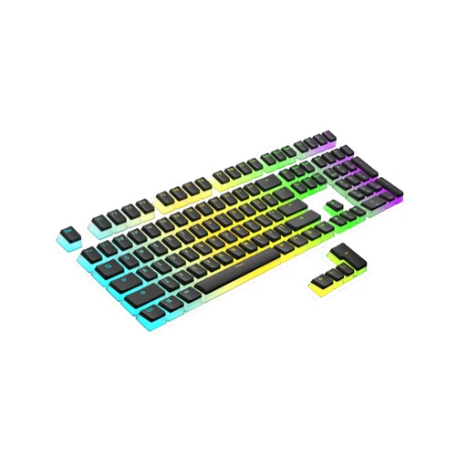 Ranked Pudding PBT Keycaps | 112 Double Shot Translucent ANSI US & ISO Layout | OEM Profile for RGB Mechanical Gaming Keyboard (Black)