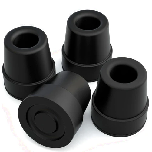 Vive Quad Cane Tips (Set of 4) - Heavy Duty 1/2 inch Replacement Rubber Foot - Black Attachment Base Grip - Accessories for Walking and Standing Stick - Durable End for Women, Men, Seniors, Elderly