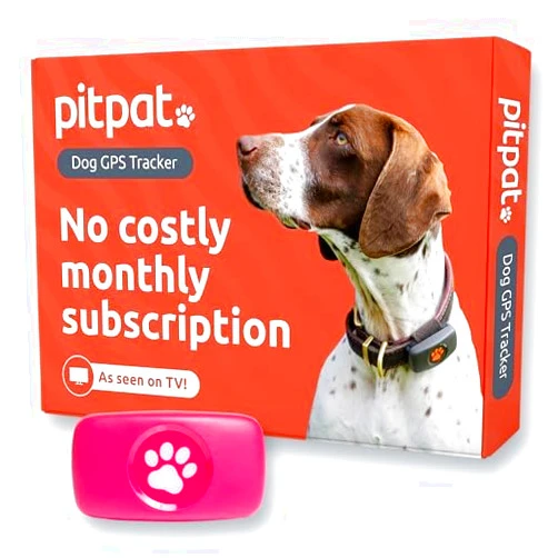 PitPat GPS Tracker for Dogs - No Subscription Fees - Suitable for All Dogs and Fits All Collars - Smart Activity Tracker, Satellite Tracking with Unlimited Range - 100% Waterproof Pet Tracker (Pink)