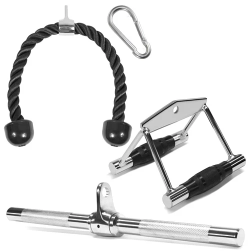 Yes4All Tricep Press Down Cable Machine Attachment Set, LAT Pulldown Attachment, Cable Machine Accessories for Home Gym