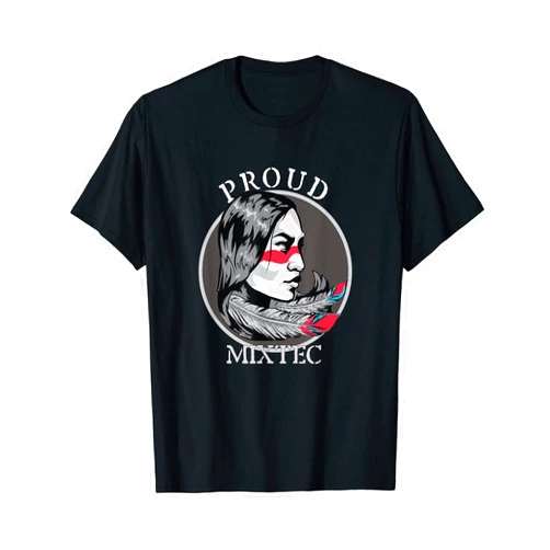 Mixtec Tribe Mixtec Mexican Indian Tribe Warrior Girl Feathers Retro T-Shirt