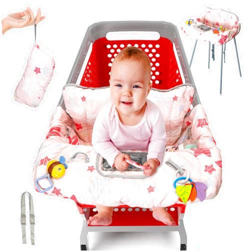 PILLANI Shopping Cart Cover for Baby PILLANI, High Chair Cover for Restaurant Seat, Grocery Cart Cover for Baby Girl/Boy, Cotton Buggy Covers for Babies, Toddler Shopping Cart Cover, Cart Hammock for Infant