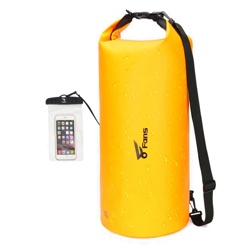 8 Fans Waterproof Dry Bag,Lightweight Roll Top Backpack with Phone Case, Perfect for Travel,Swimming,Boating,Kayaking,Camping, and Beach Activities (No Valves, Orange, 30L)