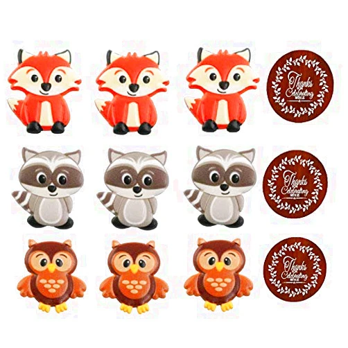 CakeSupplyShop 12pack Woodland Animals Cupcake/Desert/Food Decoration Topper Rings with Wood Themed Favor Stickers