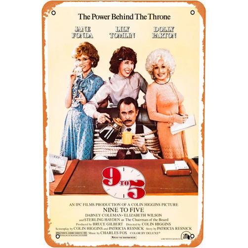 Muecddoa Vintage Look Metal Sign 9 to 5 1980 Movie Poster Wall Art Decor Tin Sign-8x12inch