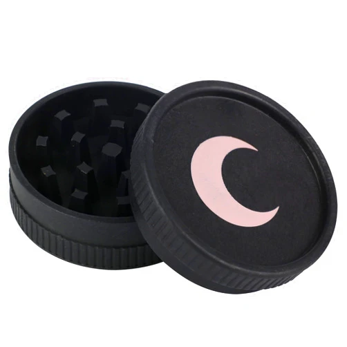 Brando Moon 2 inch Bio Black Small Crusher - 2 Piece Small Kitchen Cute Crusher with Moon - Made from Plants - Eco Friendly Low Carbon Kitchen Tool