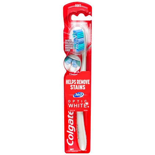 Colgate 360 Optic Full Head Toothbrush, Soft, White, 1 Count