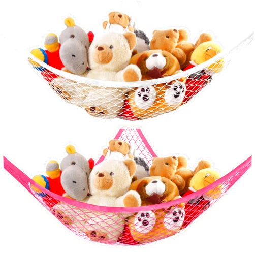 Lazebox Stuffed Animal Net Hammock for Plushie Toys, 1pack White+1 Pack Pink