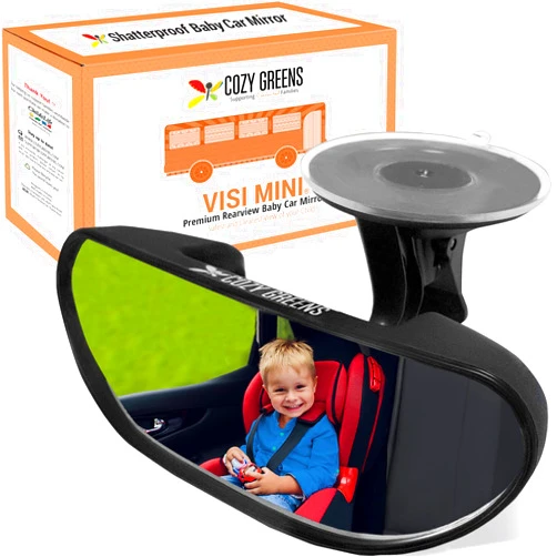 COZY GREENS Rearview Baby Car Mirror Windshield Infant Front Facing, Shatterproof Child Safety Mirror, Adjustable Suction Cup (S) by COZY GREENS