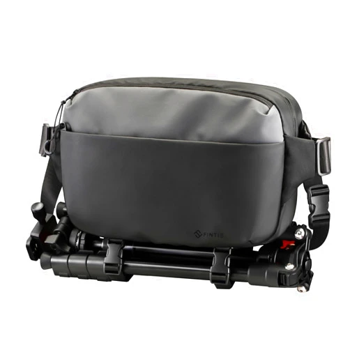 FINTIE Camera Sling Bag for DSLR/SLR/Mirrorless, Waterproof Crossbody Camera Case with Tripod Holder for Canon R50/R100/Sony A6400/Nikon Z6 III for Amateur Photographers, Black + Gray
