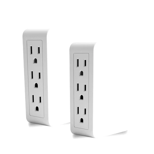 Oviitech Plug in outlet extender,6 Grounded outlet to The side,Wall tap Side access Adapter,Electrical Wall Plug,UL Listed,2 Pack