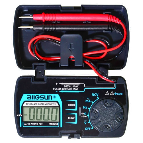 Allsun ALLOSUN Digital Multimeter Pocket Size DC AC Voltage Current Tester NCV Ohm Capacitance Frequency Diode and Continuity Test Auto Range (EM3085A (Upgraded))