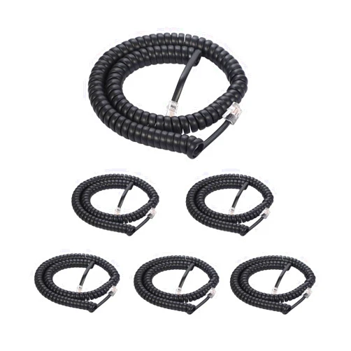 Vthahaby Coiled Wire 6 Pack 8Ft Uncoiled / 1.4Ft Coiled Landline Phone Handset Cable 4P4C Telephone Accessory Black