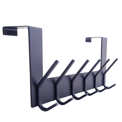 WEBI Over The Door Hooks Door Hanger,Over The Door Towel Rack with 6 Coat Hooks for Hanging,Door Coat Hanger Towel Hanger Over Door Coat Rack,Black
