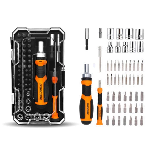 Ironcube Ratcheting Screwdriver Set: 56-Piece Magnetic Multi Bits Tool Kit with Case