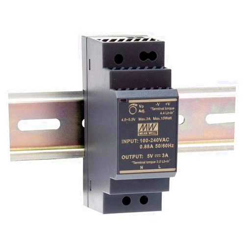 MEAN WELL HDR-30-15 Ultra Slim Step Shape 2SU DIN Rail Power Supply, 15 Volt, 2 Amp, 30 Watt