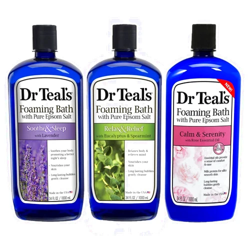 Dr Teal's Foaming Bath Variety Gift Set (3 Pack, 34oz ea) - Lavender, Eucalyptus, and Rose - Epsom Salt & Essential Oils for Stress Relief, Muscle Aches