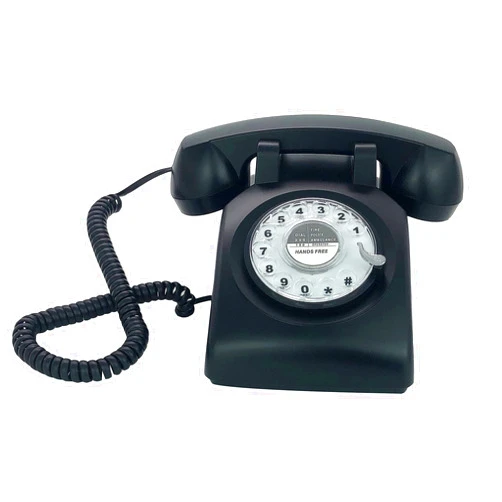 TelPal Retro Single Line Corded Desk Telephone Classic Vintage Rotary Dial Hands Free Landline Phone for Home/Office/Hotel, Antique Phones for Seniors Gift (Black)