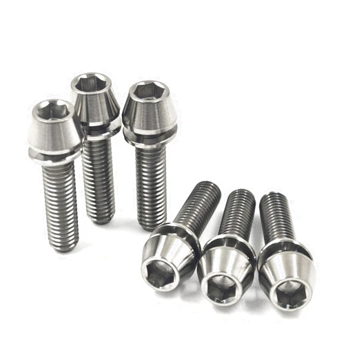Maxiulan 6 Pcs Titanium Stem Bolt Kit, Allen Hex M5x16mm Tapered Head Screws with Washer for Bicycle Stem Parts (Silver, M5x16mm)