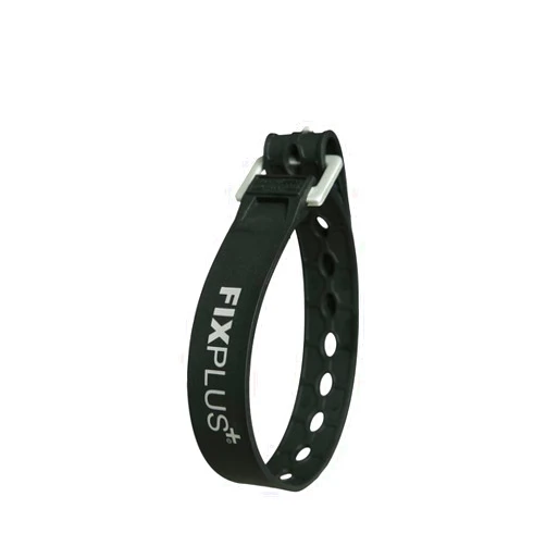 Fixplus -Strap black35 - Tension strap for securing, attaching, bundling and lashing, made of special plastic with aluminium buckle from aircraft construction, 35 cm in black