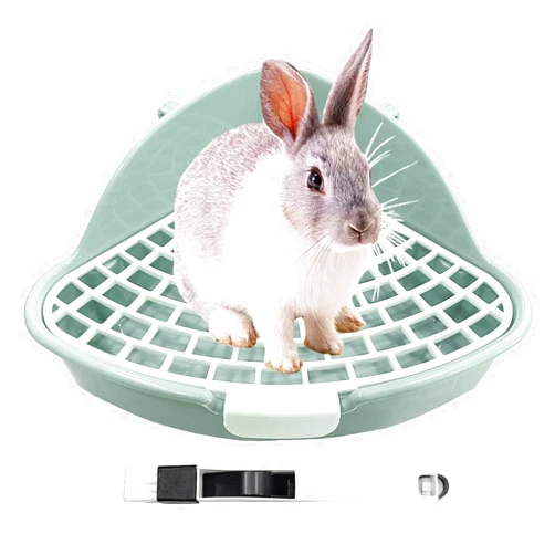 Vayinana Rabbit Litter Box Bunny Corner Toilet Box Potty Trainer for Hamster Guinea Pig Ferret Rat Chinchialla Cage Pan 3.9” x 7.5” x 7.5”