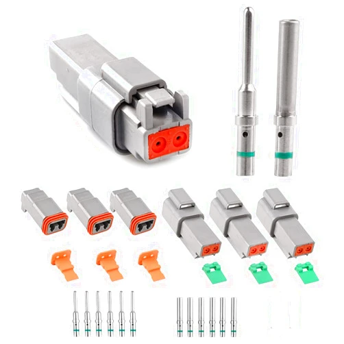 JRready ST6112 DT Connector 2 Pin Gray Waterproof Electrical Wire Connector DT04-2P DT06-2S with Deutsch Solid Contacts 14-20 AWG and Sealing Plugs,3 Sets
