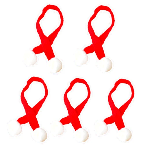 Zhzrche 5Pcs Mini Christmas Scarves Tiny Snowman Scarves Xmas Pet Knitted Scarf Doll Snowman Wine Bottle Scarf Accessory Holiday Christmas Decor Crafts for DIY (Red)