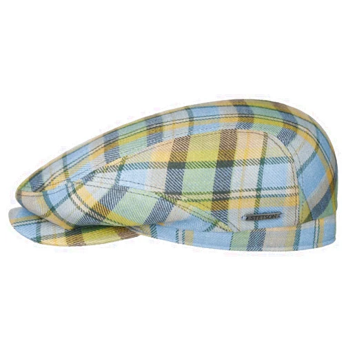 Stetson Checked Linen Driver Flat Cap Men - Made in The EU