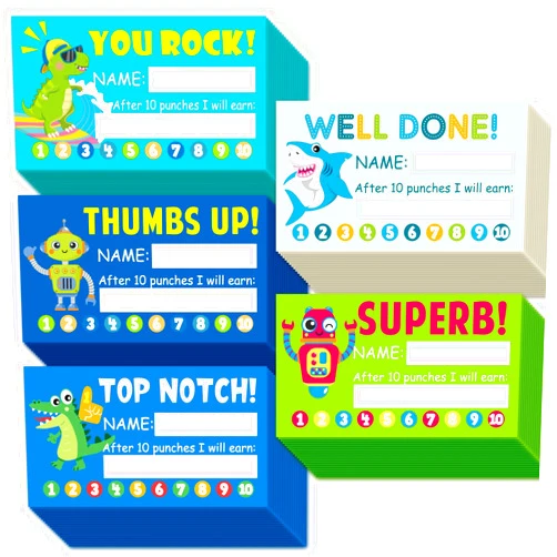 Gooji Behavior Punch Cards for Kids Classroom, 2x3.5 School Homeschool, or Smart Behavior Chart Reward System for Teacher Student, Fun Loyalty, Motivation Incentive,100 Pack