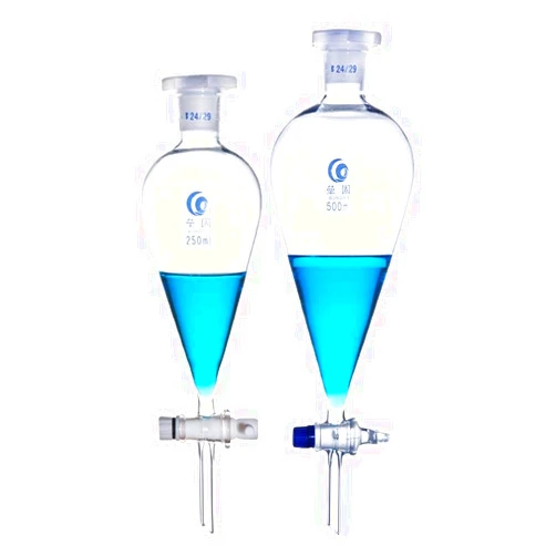 Loywhcdtak 1pcs Lab Glass Pear-Shaped Separation Funnel Loikaw Dropping Funnel with Glass/PTFE Piston 60/125/250/500/1000/2000ml (Size : 60ml Glass Piston)