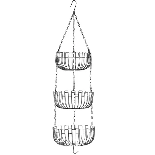 Generic 3 Tier Vegetable Hanging Baskets, Fruit Bowl Racks Iron Hanging Storage Rack, Black Wall Baskets, Easy to Assemble for Keeps Fruits and Veg Fresh
