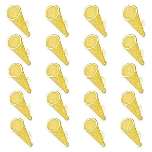 SHOP AWARDS AND GIFTS 7/16 Inch Gold Megaphone Chenille Lapel Pin, Achievement Recognition Gifts, Bulk Pack of 20