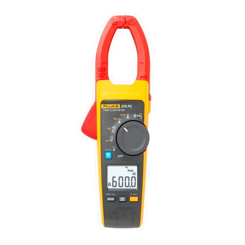 Fluke 375 FC True-RMS AC/DC Clamp Meter, Measures AC/DC Current To 600 A and AC/DC Voltage To 1000 V, CAT III 1000 V, CAT IV 600 V Safety Rating, Includes Batteries and Soft Carrying Case