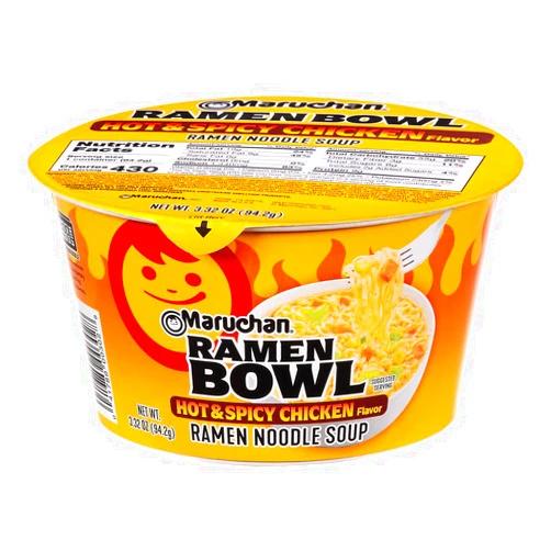 Maruchan Bowl Hot & Spicy Chicken, Microwaveable Ramen Soup Mix, 3.32 Oz, 6 Count