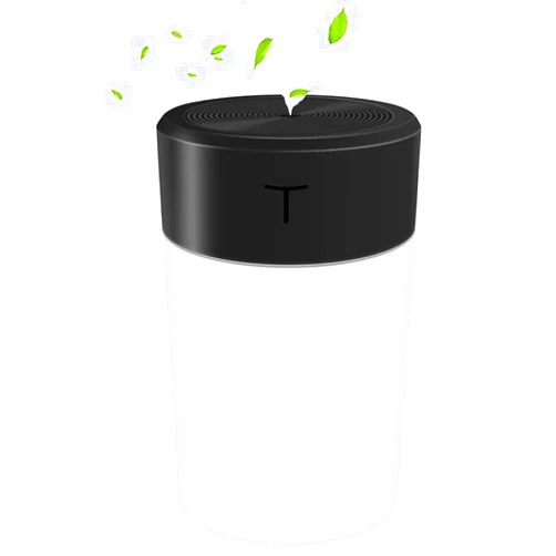 VodTiuKia Portable Mini Humidifier，360ml Small Cool Mist Humidifier,USB Personal Desktop Humidifier for Bedroom, Home and Office,Super Quiet Humidifier with Night Light (Black)