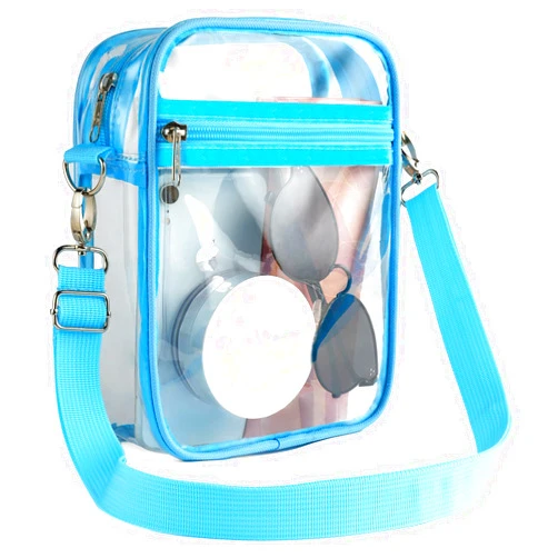 JOWURY Clear Crossbody Bags for Women Clear Bag for Stadium Events Stadium Approved Purse Messenger Bag, Suitable for Concerts, Music Festivals, Sporting Events (Blue)