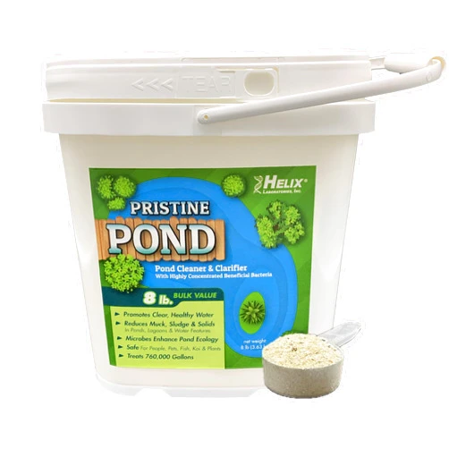 HELIX LABORATORIES, INC. Pond Cleaner & Clarifier - Outdoor Pond Treatment to Remove Muck & Sludge with Natural Pond Bacteria for Clear Water in Outdoor Ponds, Safe for Live Koi Fish & Water Plants - 8lbs, Treats 760k Gallons